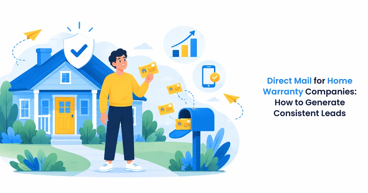 Direct mail guide for home warranty companies showing how to generate consistent leads