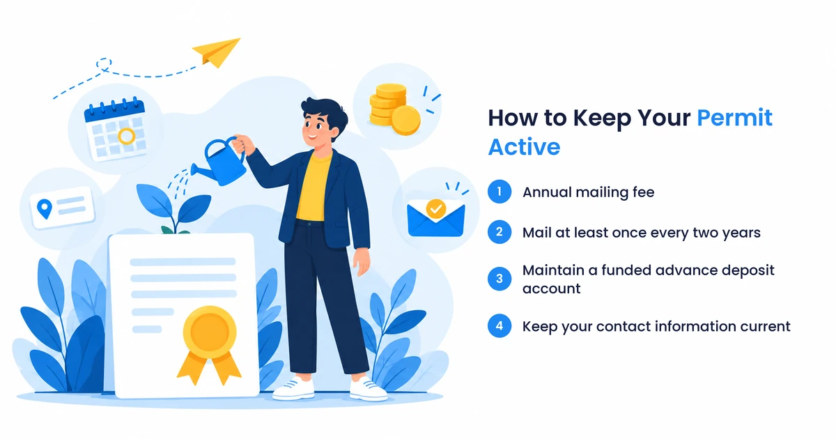 Checklist for keeping a USPS bulk mail permit active