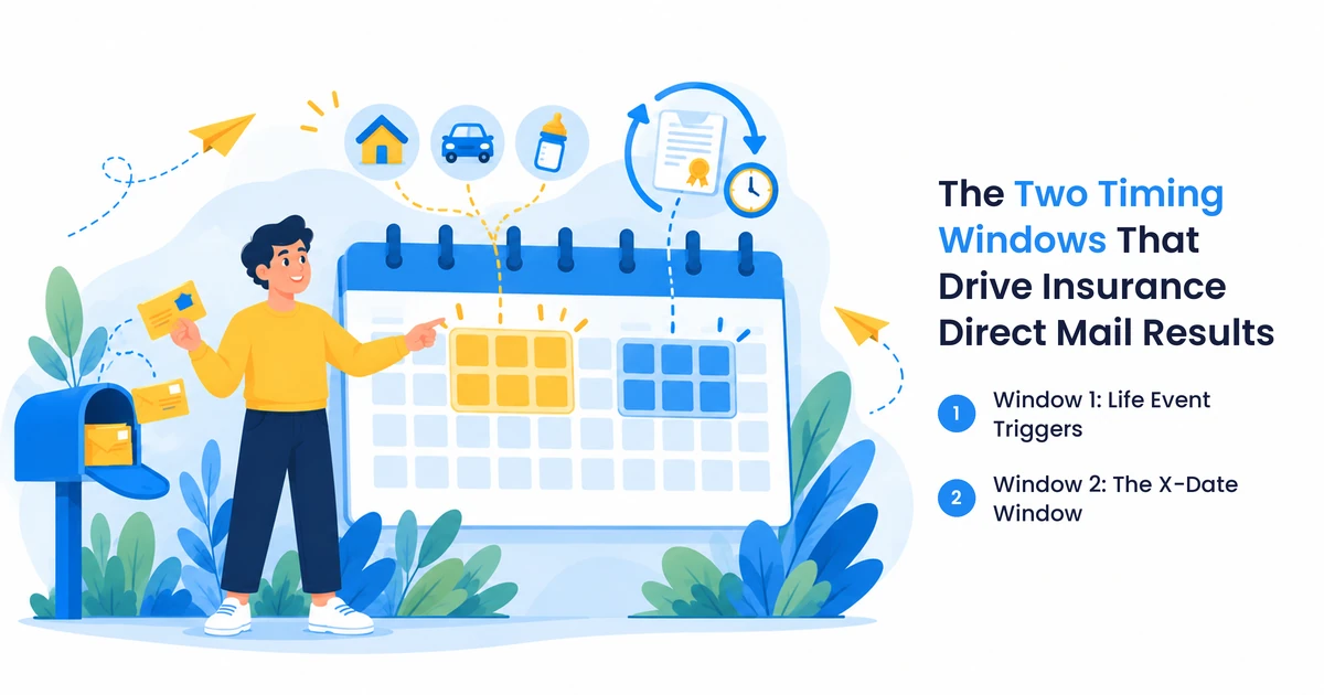 Chart showing the two insurance direct mail timing windows: life event triggers and X-date renewal